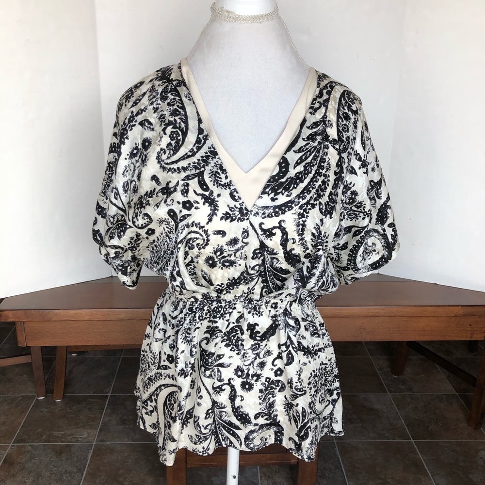 Alice + Olivia silk patterned top